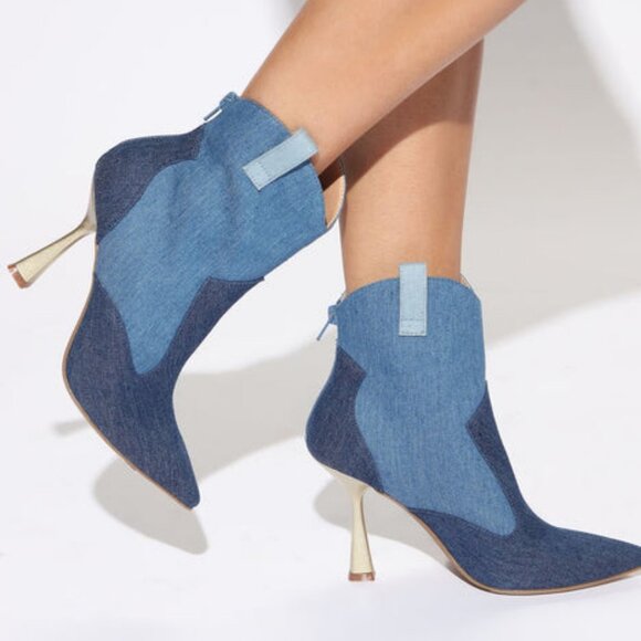 MORE THAN JUST ONE SHADE OF DENIM  Patchwork Booties ( BRAND NEW !!! ) - Picture 1 of 6